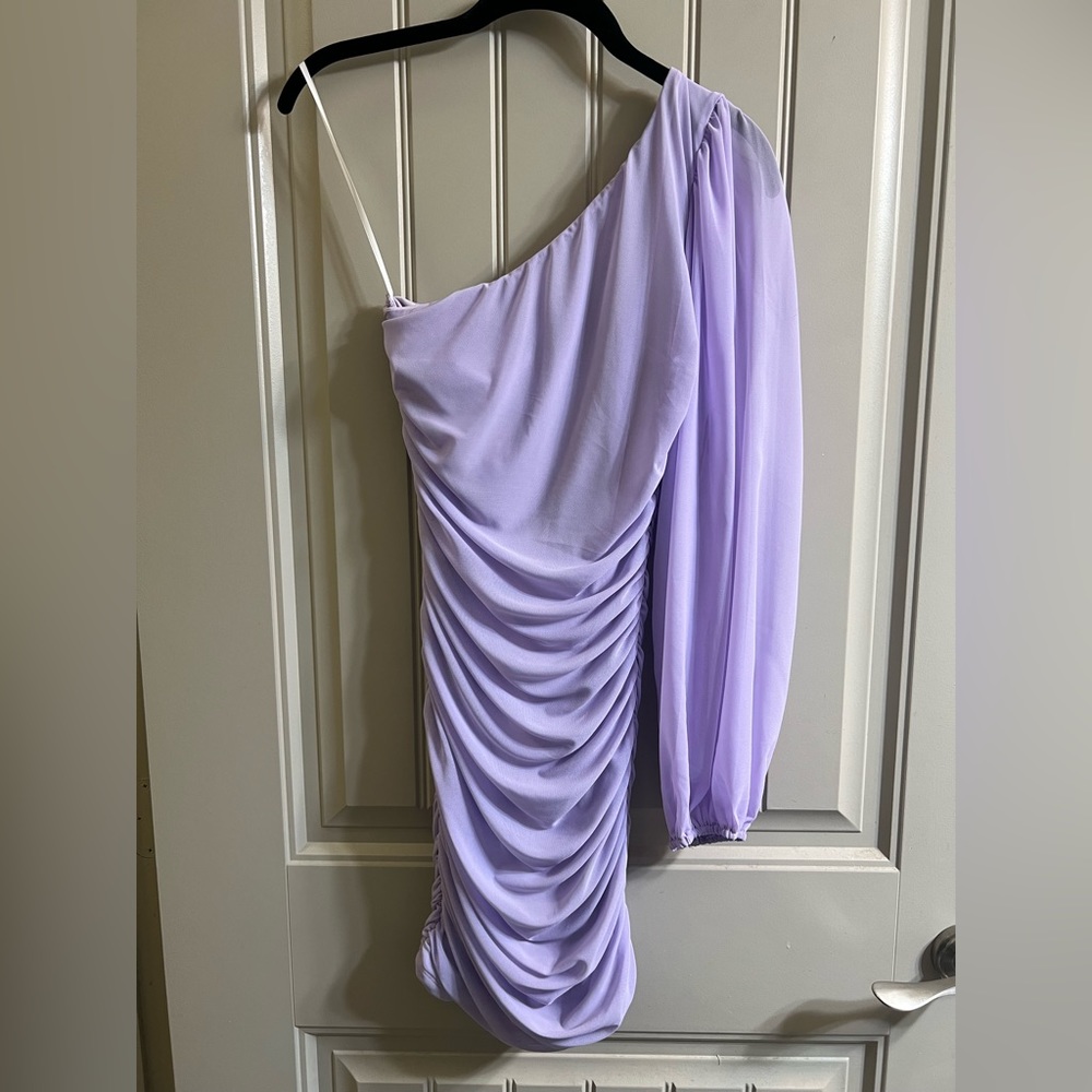 Hello Molly - NEW! light purple lilac one shoulder long sleeve dress